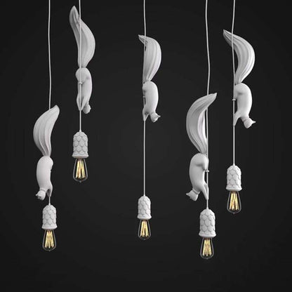 LED Hanglamp Squirrel Shape Nordic Creative Hanging Pendant Light Lamp For Dining Room Living Room Kids Room Pink Blue White E27