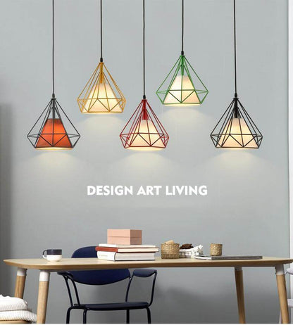 Modern Black Birdcage Pendant Light Iron Minimalist Retro Scandinavian Loft Pyramid Pendant Lamp Metal Cage With E27 ZDD0001