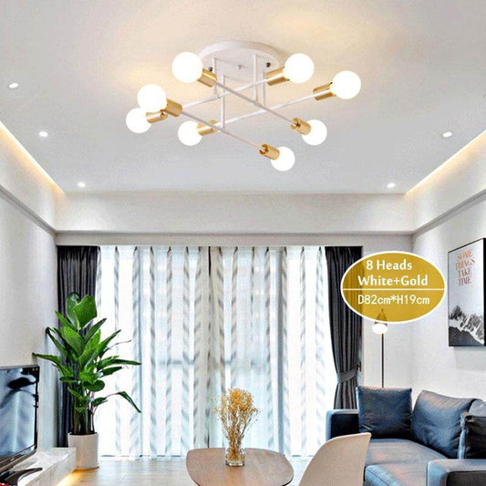 6/8 Head LED Industrial Iron Ceiling Light Living Room Lighting Nordic 220V E27 LED Lamp