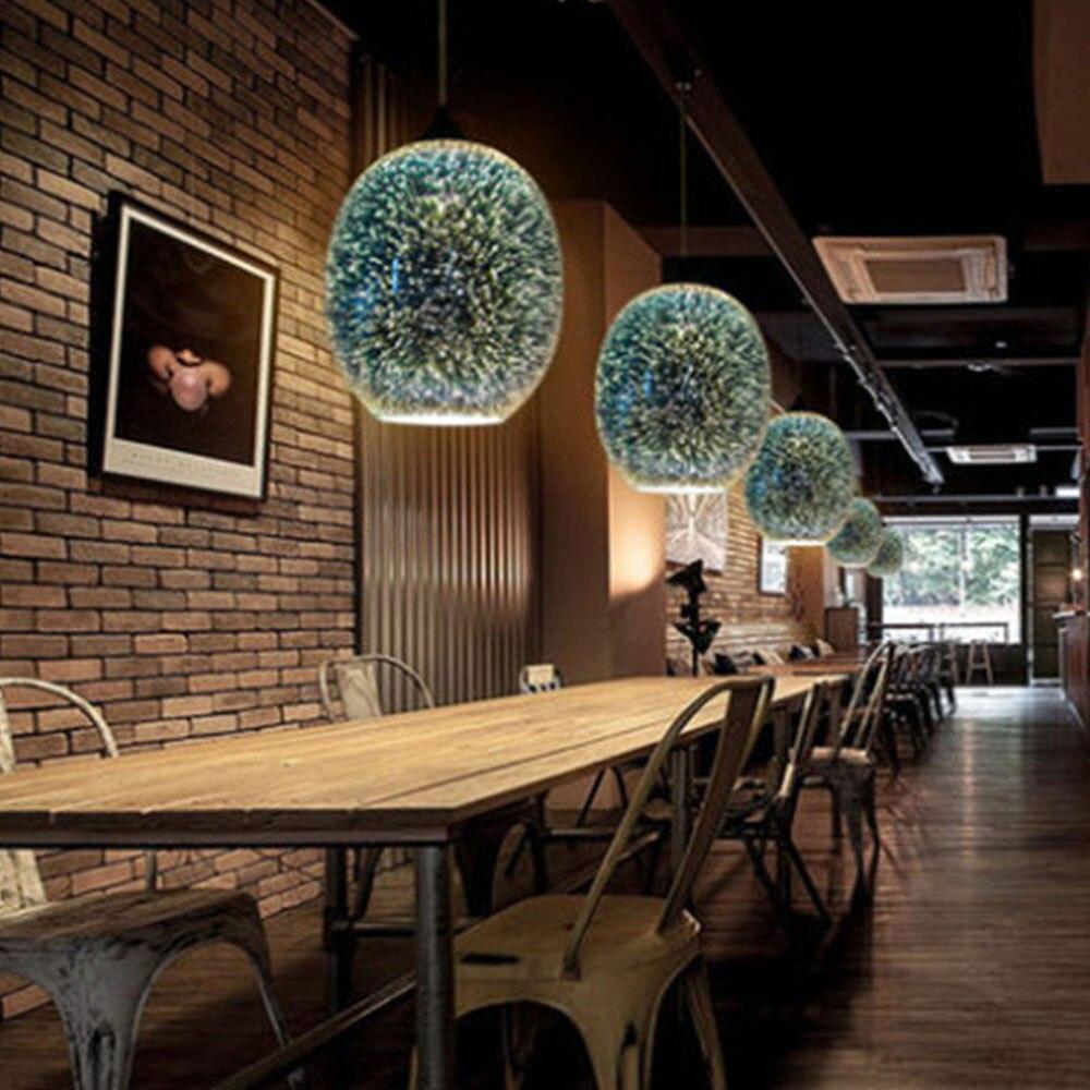 3D Fireworks Glass Pendant Lamp Colorful Glass Ball Hanging Lamp For Hotel Living Room Dining Room Pendant Light