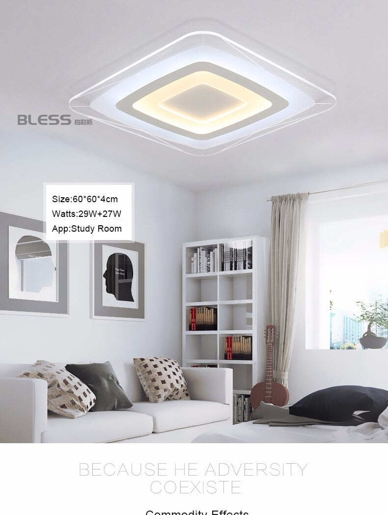 Remote Control Surface Mounted Modern Led Ceiling Lights Lamparas De Techo Rectangle Acrylic Led Ceiling Lights Lamp Fixtures