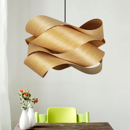 Creative Wooden Skin Pendant Lamp Bedroom Restaurant  Aisle Chandelier Modern Simple Led Decor Lighting Fixtures