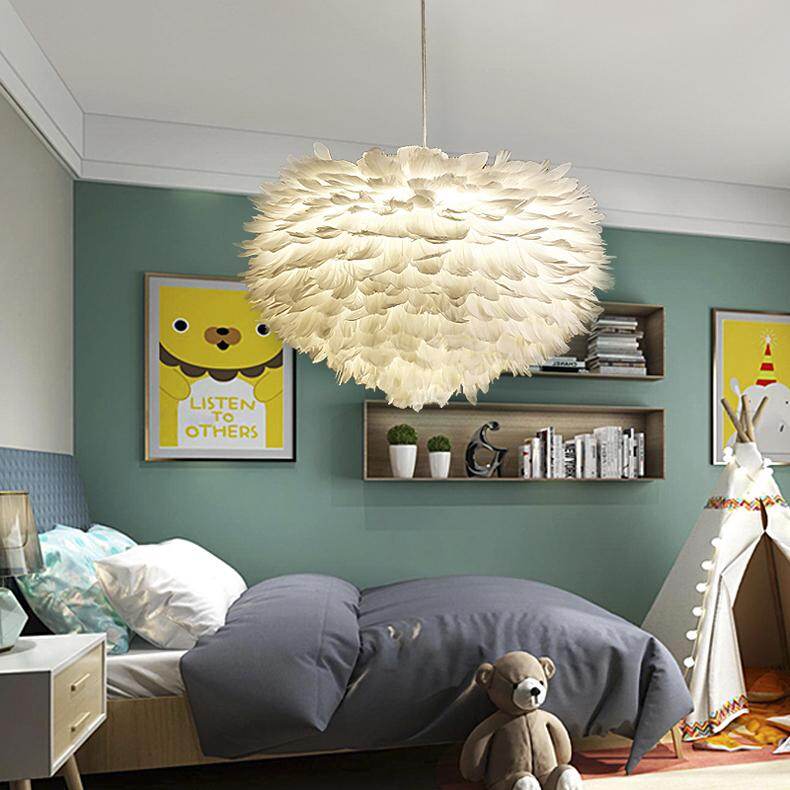 Pendant Lights E27 Feather Romantic Pendant Lamp For Bedroom Living Room Lighting HangLamp Goose Feather Suspension Luminaire