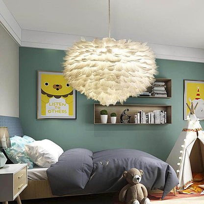 Pendant Lights E27 Feather Romantic Pendant Lamp For Bedroom Living Room Lighting HangLamp Goose Feather Suspension Luminaire