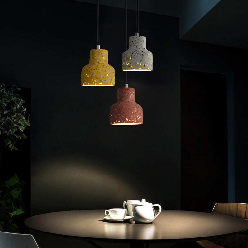 Semi-transparent Cement Chandelier Creative Personality Bedside Dining Room Terrazzo Color LED Bar Personality Chandelier
