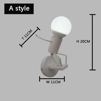 Iron Led Wall Lamp American Creative Wall Lights Metal Cartoon Robot Sconce Wall Light bedroom Children room Luminaire