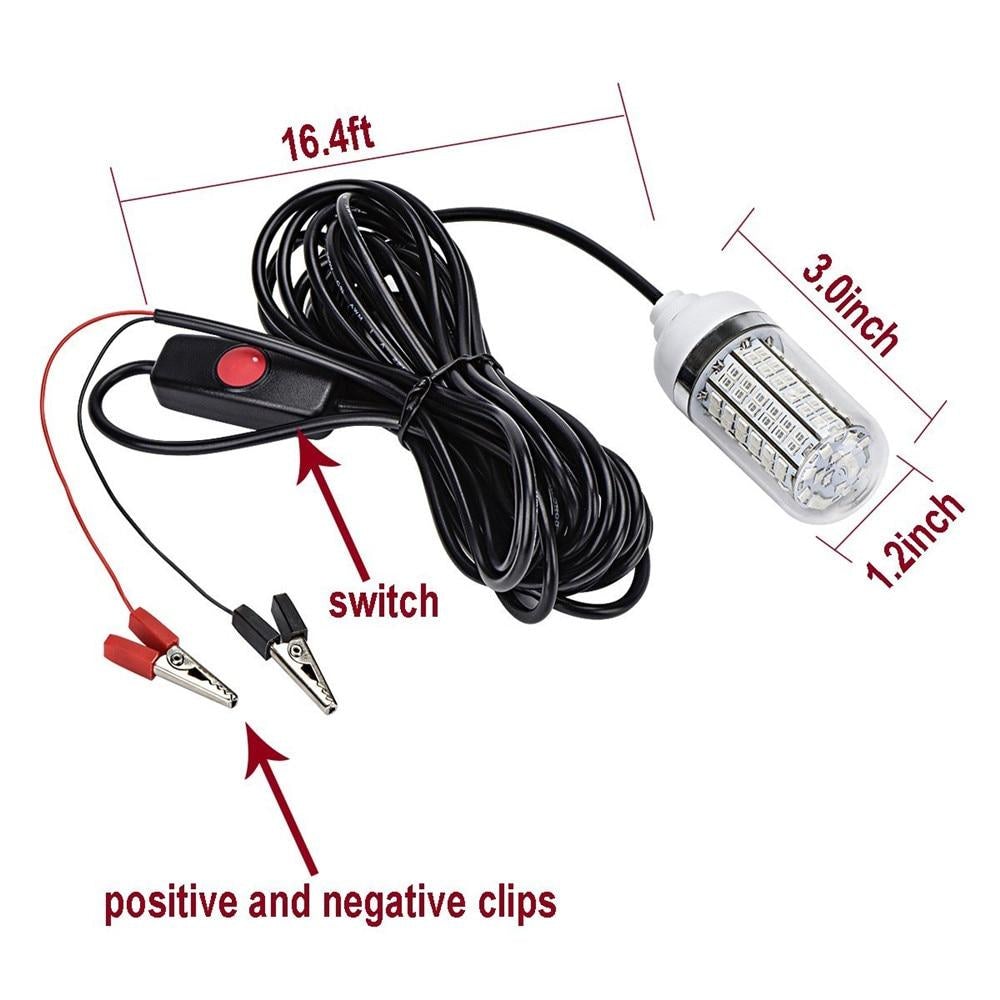 12V Fishing Light 108pcs 2835 LED Underwater Fishing Light IP68 Lures Fish Finder Lamp Attracts Prawns Squid Krill (4 Colors )