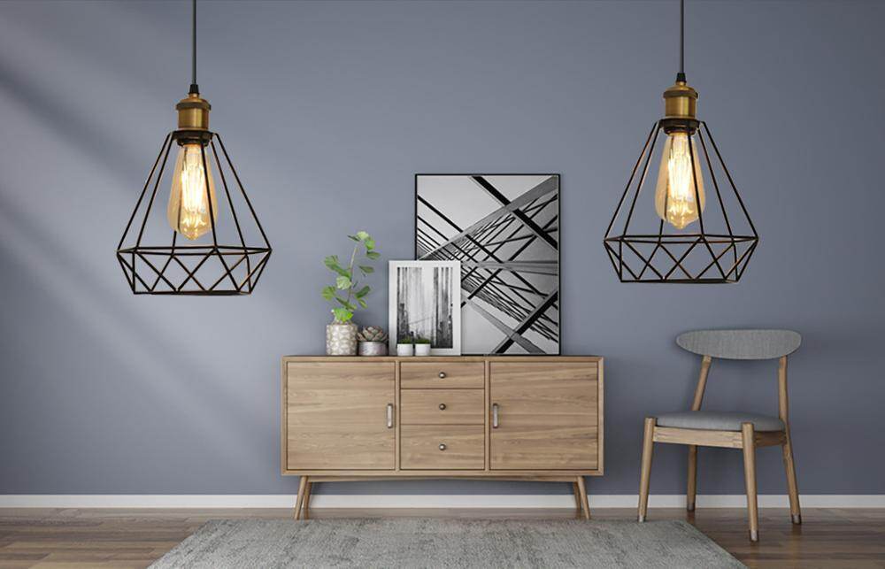 Modern  Industrial Vintage Cage Pendant Light Iron Art Diamond Pyramid Wrought home Ceiling Lamp Suitable for E27 bulbs