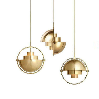 Modern Design Simple Semicircle Copper Color Rotatable Pendant Lights Cafe Restaurant Study Living Room Decoration Pendant Lamps