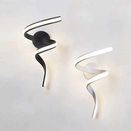 Modern LED Wall Lamp Minimalist Spiral Wall Light Curve Fixture Surface Mount Art Led Wall Sconce