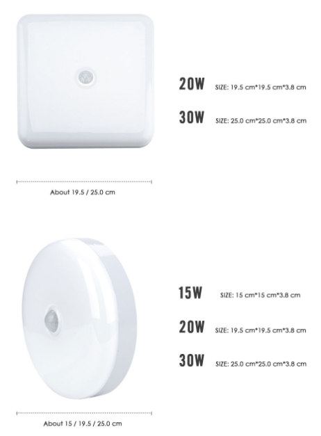 Motion Sensor LED Ceiling Light 30W 36W PIR Surface Mounted Lamp Indoor Lighting Home Kitchen Balcony Entrance Square IP65