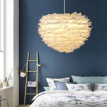 Pendant Lights E27 Feather Romantic Pendant Lamp For Bedroom Living Room Lighting HangLamp Goose Feather Suspension Luminaire