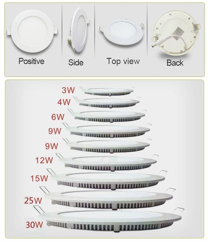 3W-25W Round LED Ceiling Light Recessed Kitchen Bathroom Lamp AC85-265V LED Down light Warm White/Cool White Free shipping