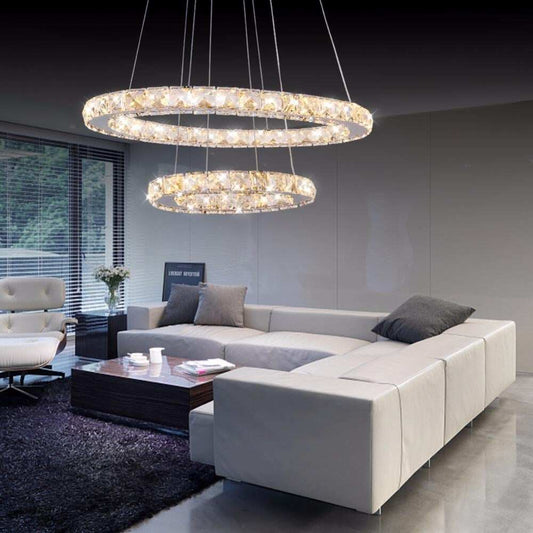 Crystal Modern led ceiling light warm white Bedroom living room lights Circle Rings Cristals avize Indoor Modern Ceiling Lamp