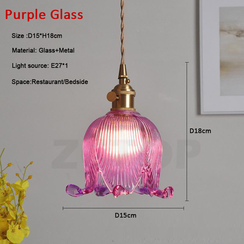 Vintage Creative LED Pendant Light Fixtures Home Deoor Reading Bedroom Knob Switch Loft Flower Glass Hanging Wall Lamp Luminaire