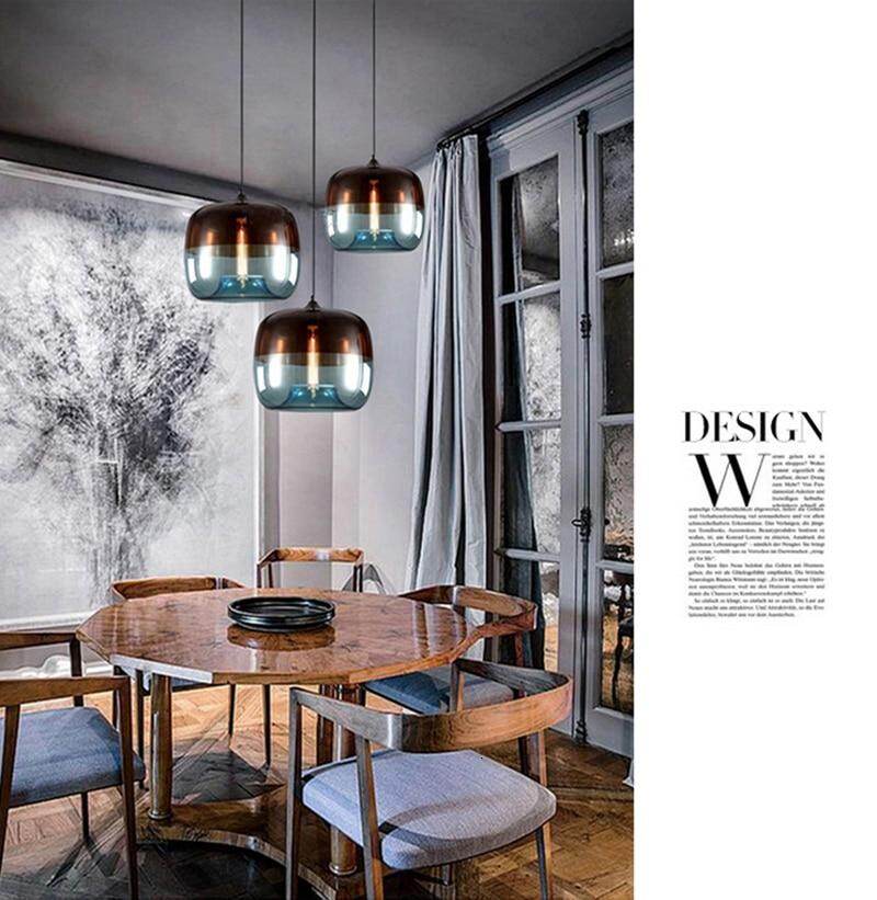 Modern Nordic Art Deco Colorful Hanging Glass Pendant Lamp Lights Fixtures E27 LED For Kitchen Restaurant Living Room Bedroom