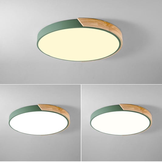 Nordic Wood led Ceiling Lights Modern Colorful Bedroom Ceiling Lamps Round thin plafondlamp Lighting lamparas de techo 30cm 40cm