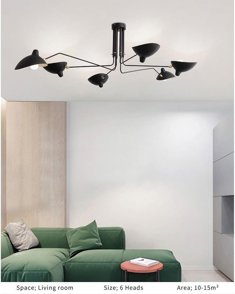 Retro Serge Mouille Pendant Lights Nordic Industrial Simple LED Spider adjustable Lamp Living Bedroom Luminaire Industrial Lamp