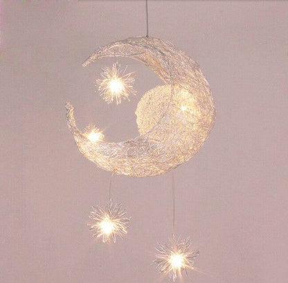 Novelty LED Modern Pendant Lamp Moon Star Wicker Nest Balcony Droplight With 5*G4 Bulb For Kid Children Room Light Home Decor