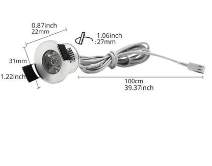 Mini LED Spot Downlights Dimmable Lamp Set Remote Controller Ceiling Recessed 1.5W 27mm Hole Silvery Cabinet Lights