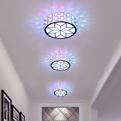 Modern Metal Crystal Ceiling Lamp For Hallway Dinning Room  6W/12W Glass Lampshade Round Aisle Lighting