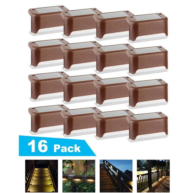 16/8PCS Solar Deck Lights Solar Step Lights Outdoor Waterproof Led Solar Fence Lamp  for Patio Stairs Garden Pathway Step Yard