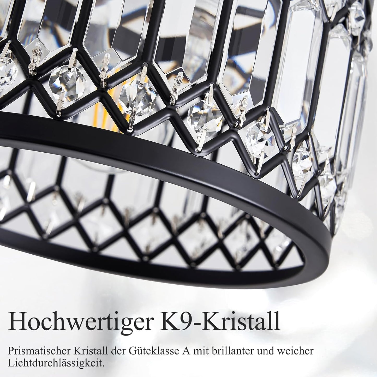 Modern Small Black Crystal Ceiling Light Dimmable High Ceiling Hallway Crystal Ceiling Light
