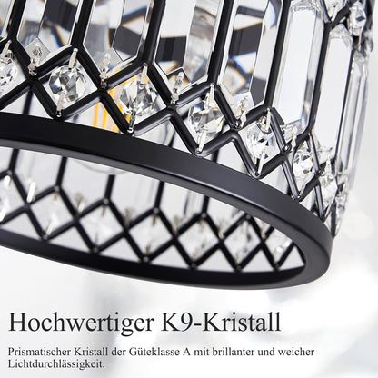 Modern Small Black Crystal Ceiling Light Dimmable High Ceiling Hallway Crystal Ceiling Light