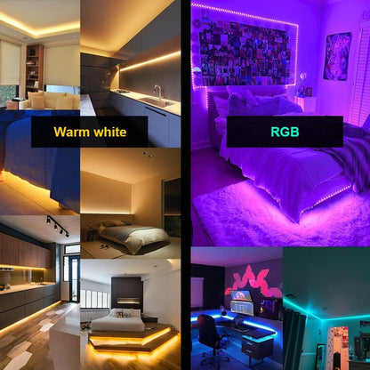 RGBWW RGB LED Strip Light 5050 10M 5M LED Lights SMD 2835 Rgb Leds Tape Diode Ribbon Flexible Room Decoration DC12V Adapter set