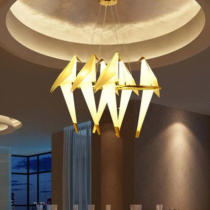 Modern Paper Crane Metal Vintage Chandelier Hanging Light Restaurant Living Dining Children's Room LED Bird Design Pendant Lamp
