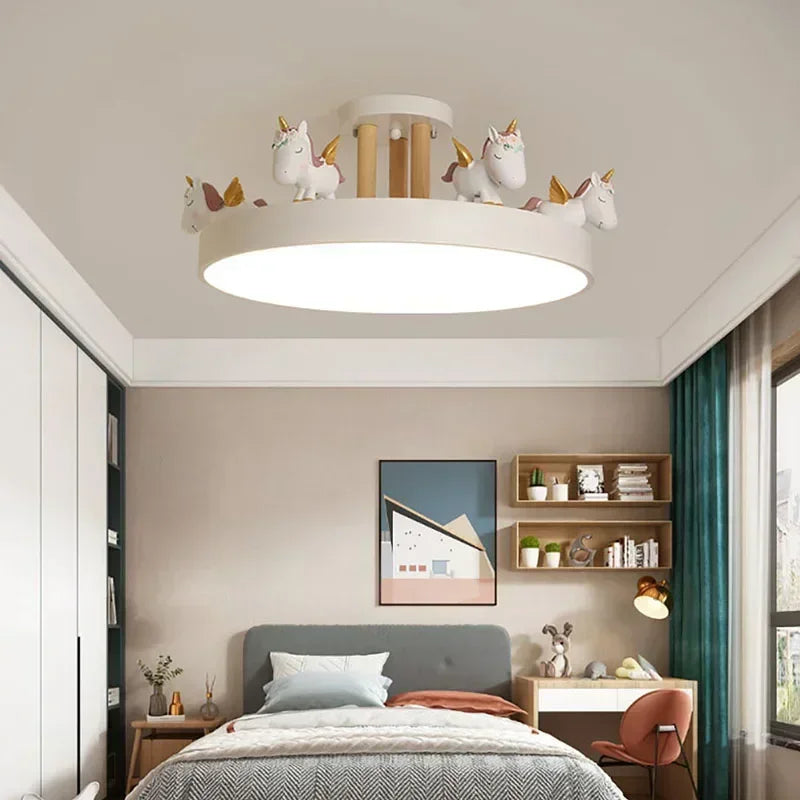 Modern Unicorn Design LED Ceiling Lamp for Living Dining Room Children's Room Sofa Chandelier Simple Fixture