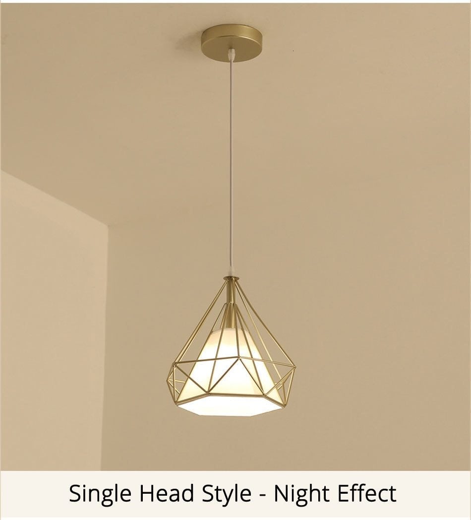Gold Color Pendant Lights Triangle Shape Nordic Style 1head/3heads  Hanging Lamp Simple Metal Lights Fixtures Deco Abajur