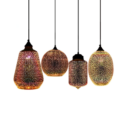 Modern 3D Colorful Romantic Starry Sky Hanging Glass Shade Pendant Lamp Lights Fixture E27 For Bedroom Restaurant Living Room