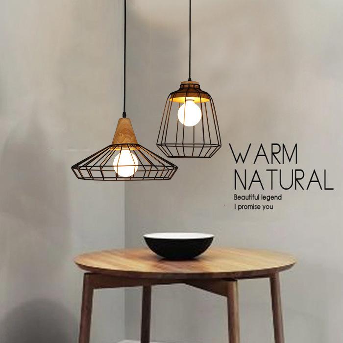 American Country Individual Log Chandelier Nordic Inn B & B Restaurant Bedroom Simple Retro Iron Wire Grid Chandelier