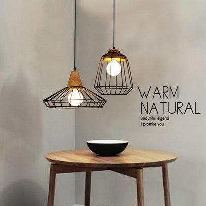American Country Individual Log Chandelier Nordic Inn B & B Restaurant Bedroom Simple Retro Iron Wire Grid Chandelier