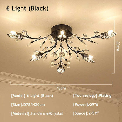 Vintage LED Ceiling Light Crystal Ceiling Lamp For Living Room Loft