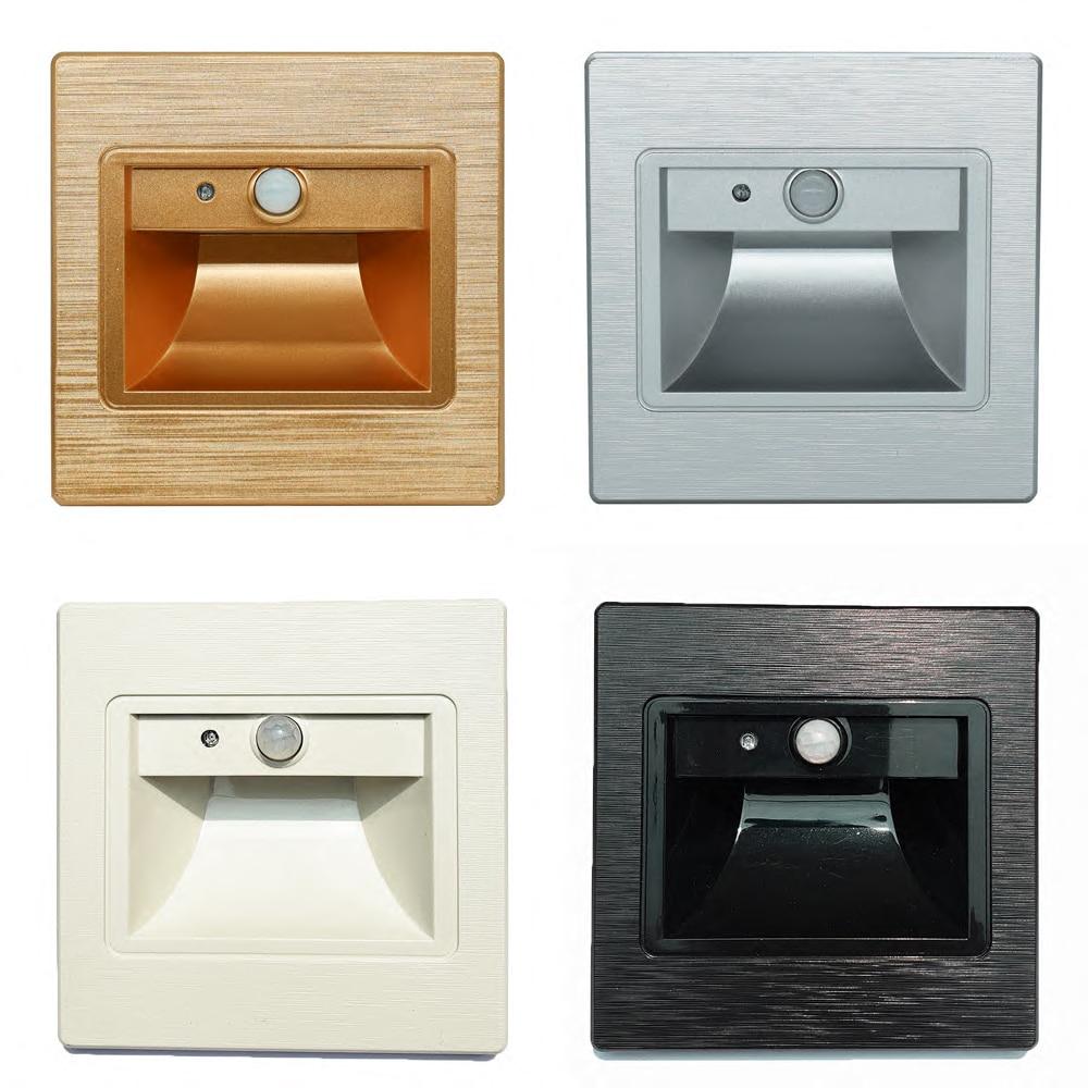 1.5W LED Embedded Wall Light,Intelligent lamp,PIR Sensor Stair Light, Kitchen Lamp Step Corridor Bathroom, Smart Indoor lighting