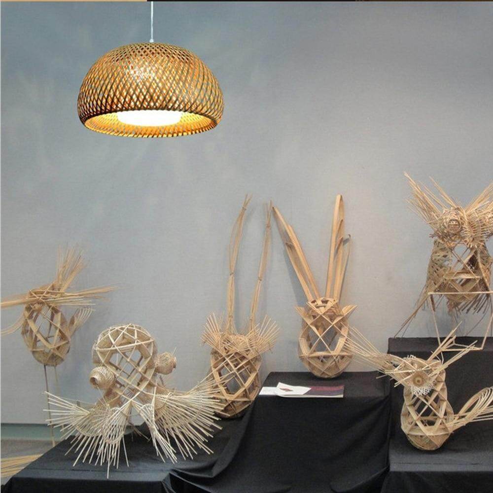 New Chinese Bamboo Weaving Bamboo Nest Nest Antique Pendant Light E27 Lamps Lanterns Living Room Hotel Restaurant Aisle Lamp