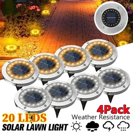 IP65 4 8 12 16LED Solar Underground Lights Stainless Steel Solar Buried Floor Light Outdoor Garden Path Ground Lights