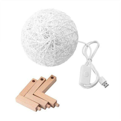 Projection Lamp Romantic Star Night Light Rattan Ball Table Lamp USB Charging Sepak Takraw Light For Home Bedroom Decor