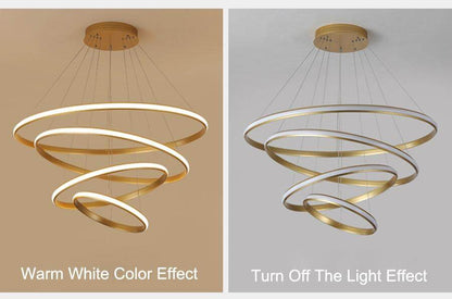 New Modern LED Pendant Lights Lliving Room Dining Black White Golden Coffee Rings Aluminum Body Ceiling Mounted Indoor Lamps De
