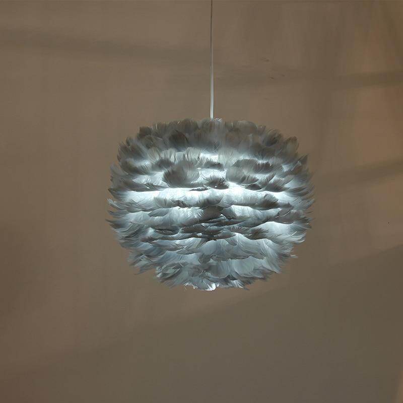 Loft Modern White Nature Goose Feather Pendant Lights Romantic E27 Led Pendant Lamps For Home Restaurant Bedroom Living Room