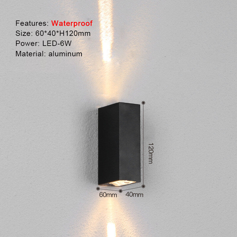 Outdoor Lighting Lens Beam Wall Lamps IP65 Waterproof Aluminum Wall Lights Corridor Garden Mall Up Down LED Porch Lamp