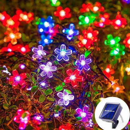 Solar Cherry Garden Blossom Flower Lights Garlands String Lights Solar Outdoor Waterproof Lawn