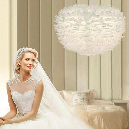Loft Modern White Nature Goose Feather Pendant Lights Romantic E27 Led Pendant Lamps For Home Restaurant Bedroom Living Room