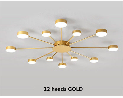 Europe Ceiling Lamp Contracted Modern 16 heads LED Gold Indoor Light Restaurant Living Room Bedroom Decoration Lighting Fixture