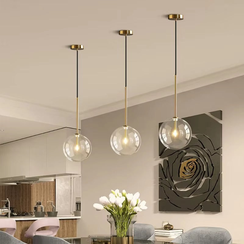 Nordic Clear Glass Lampshade Hanging Light Creative Restaurant Chandelier Simple Bar Cafe Lamps