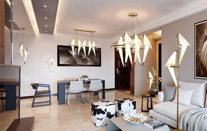 Nordic Bird Iron Pendant Light Paper Crane LED Lamp   Suspension Luminaire Loft Living Room Restaurant Pendant Lamp