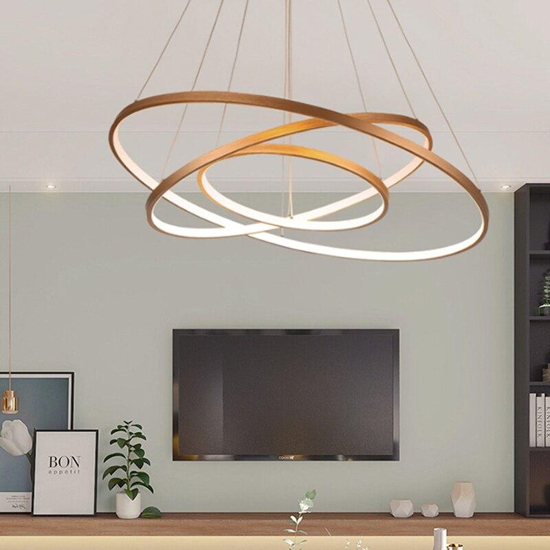 Aluminum Circle Rings Modern LED Chandelier lighting White&Black&Gold Lustre Living Kitchen Dining room nordic lamp luminarias
