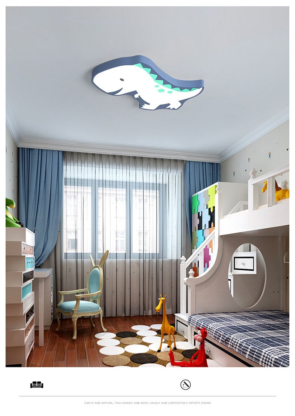 Modern Kids Room The Dinosaur LED Lamp Ceiling Light Cartoon Light Boy Gril Bedroom  Colorful Lighting Fixture
